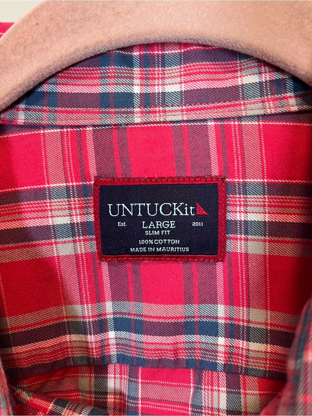 Untuckit Ojai Red Plaid Long Sleeve Button Down Shirt Men’s Large - Picture 4 of 12